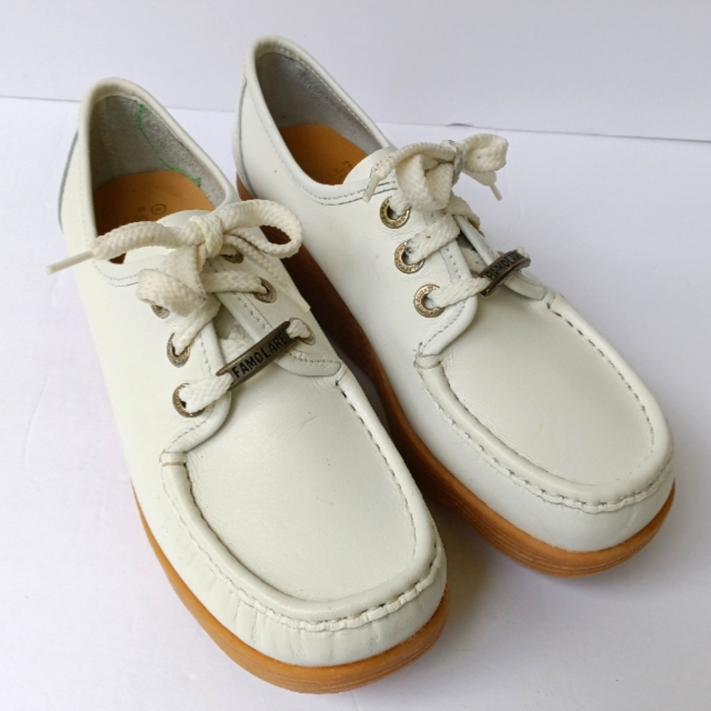 NOS Vintage Famolare Italian Made Platform Leather Oxford Size 6.5